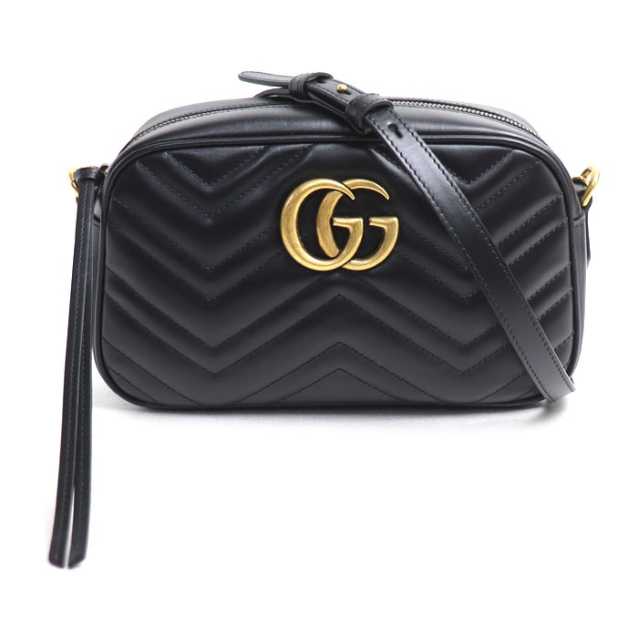 GUCCI グッチ GGマーモント スモール カメラバッグ ショルダーバッグ ブラック 447632 DTD1T 1000 訳アリ品 レディース【中古】【美品】