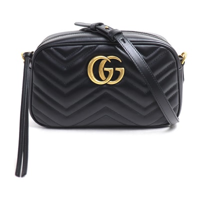 GUCCI グッチ GGマーモント スモール カメラバッグ ショルダーバッグ ブラック 447632 DTD1T 1000 訳アリ品 レディース【中古】【美品】