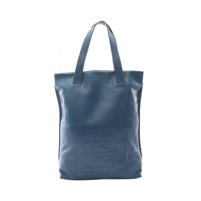 ロエベ LOEWE アナグラム ショッパー トート トートバッグ バッグ レザー レディース ブルー系 【中古】