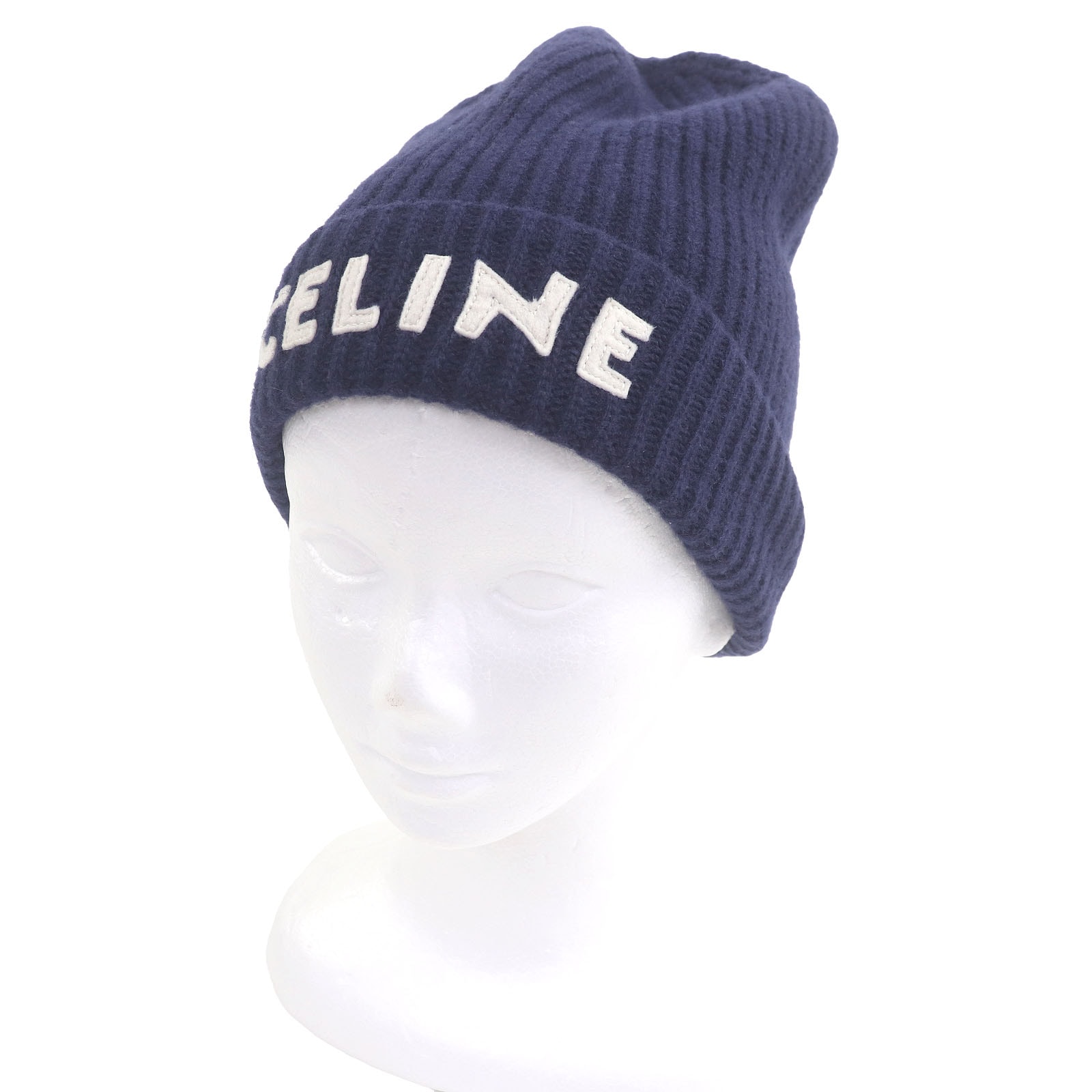 極美品 セリーヌ ニットキャップ ネイビー メンズ 2AH35423P