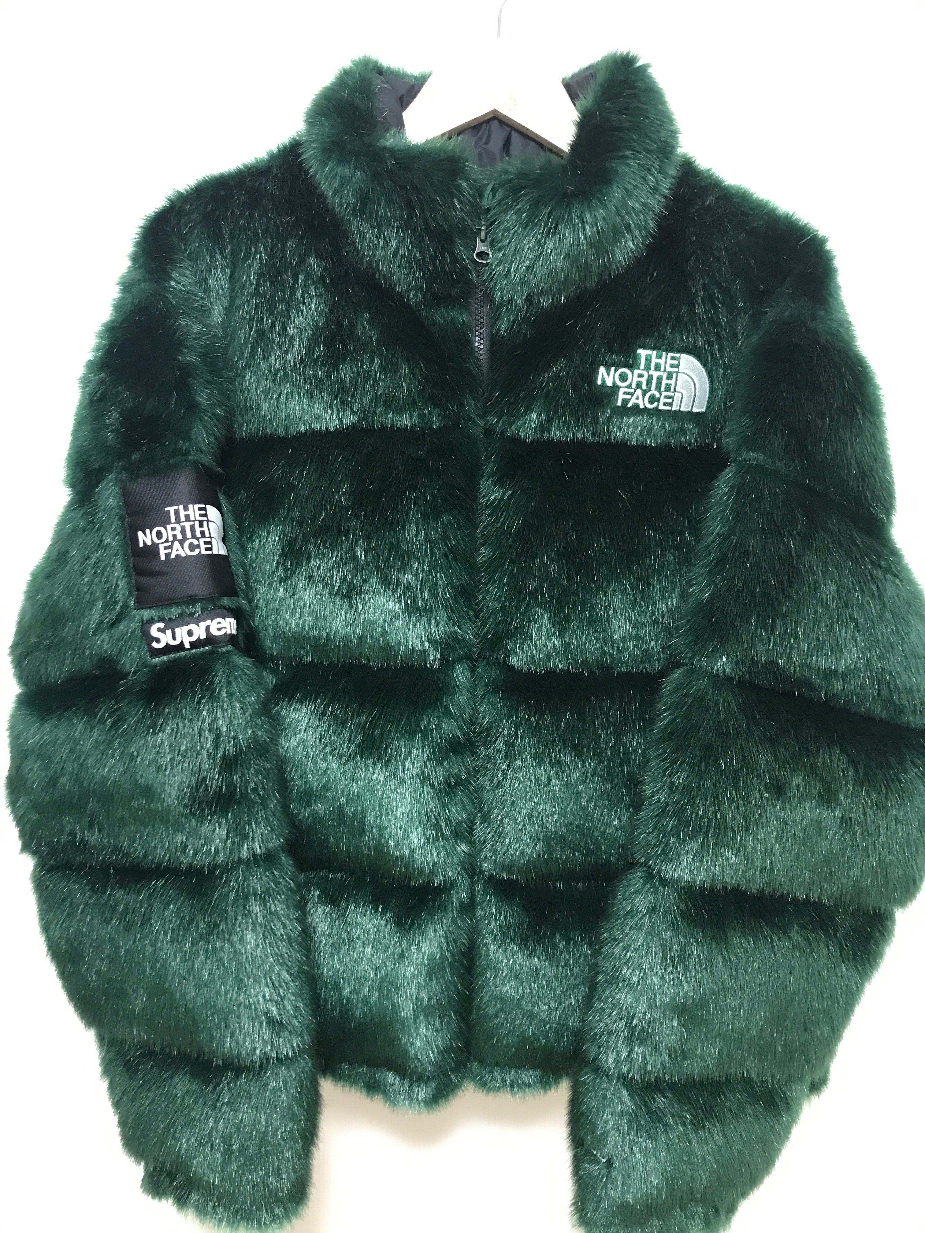 Supreme x The North Face Faux Fur Nuptse Jacket "Green"