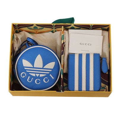 GUCCI adidas コラボ ミニバッグ ウォレット セット ブルー