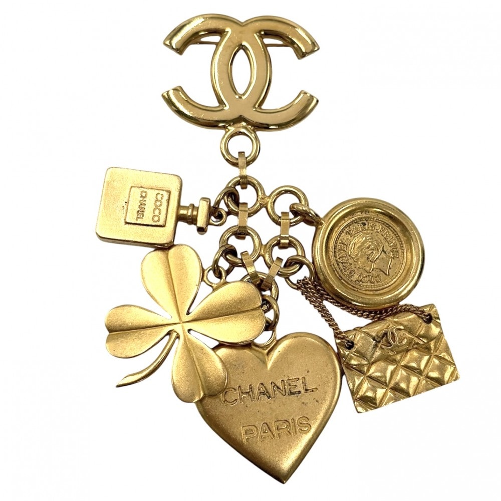 CHANEL シャネル ブローチ アイコン ココマーク クローバー ハート マトラッセ ヴィンテージ GP    96P ゴールド レディース 約74.7g 1996年【中古品】