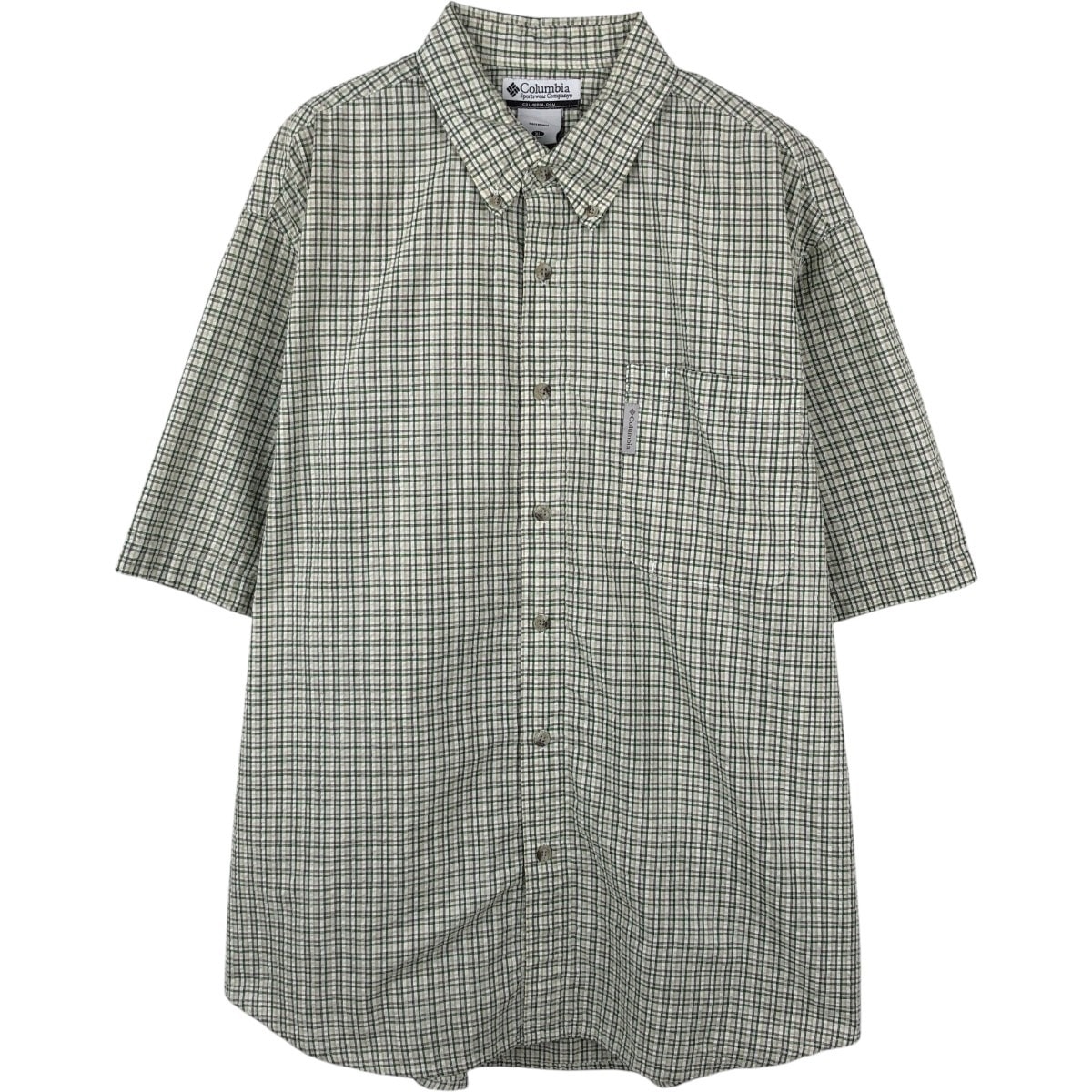 古着 00年代 コロンビア Columbia シアサッカー 半袖 ボタンダウン チェックシャツ メンズXL相当/eaa665296