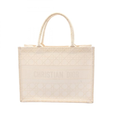 ディオール Dior BOOK TOTE ブックトート ミディアム トートバッグ バッグ キャンバス レディース アイボリー系 【中古】