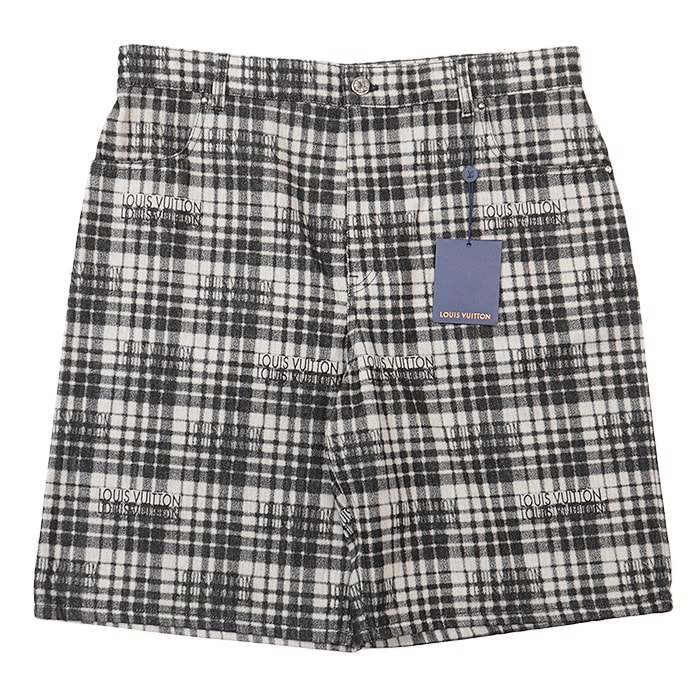 未使用 ルイ・ヴィトン 2023AW チェック柄 ショート ショーツ パンツ メンズ ブラック グレージュ 36 LOUIS VUITTON