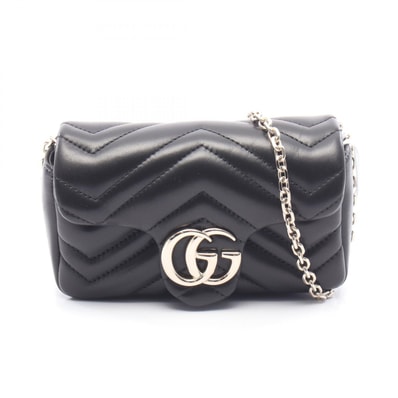 グッチ GUCCI GGマーモント ミニ ショルダーバッグ バッグ レザー レディース ブラック系 841290AAFAX1000 【新品】