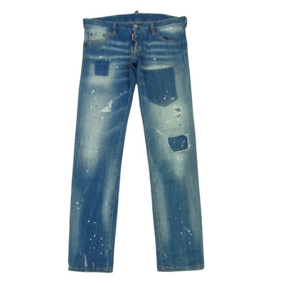 DSQUARED2 ディースクエアード 18SS S74LB0320 REGULAR CLEMENT JEAN ウォッシュ クラッシュ加工 レギュラー クレメント ジーンズ デニム パンツ インディゴブルー系 44【中古】
