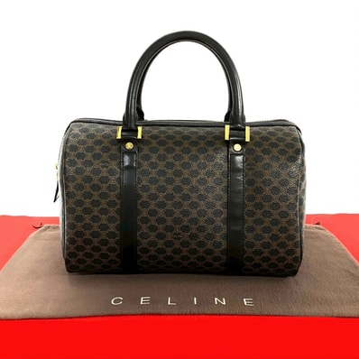 CELINE セリーヌ マカダム ブラゾン トリオンフ 柄 レザー PVC ハンドバッグ ブラック
435-3