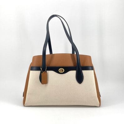 COACH(コーチ) キャンバス ローラ キャリーオール 89086 トートバッグ ベージュ×ブラウン