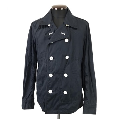 BEAMS【ビームス】 コットンブルゾン メンズ【size:M/紺/navy】総裏地/裏地ボーダー柄/ダブルブレスト/アウター/Coat/Jumper◆BJ013-h