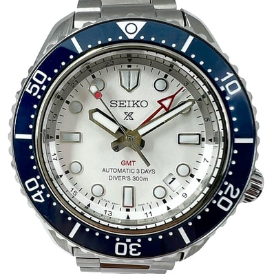 未使用品 SEIKO セイコー SBEJ029 6R54-00P0 腕時計 ステンレススチール/セラミック ブルー/ホワイト 自動巻き シルバー文字盤 メンズ セイコープロスペックス ダイバースキューバ 1968 ヘリテージ GMT【中古】