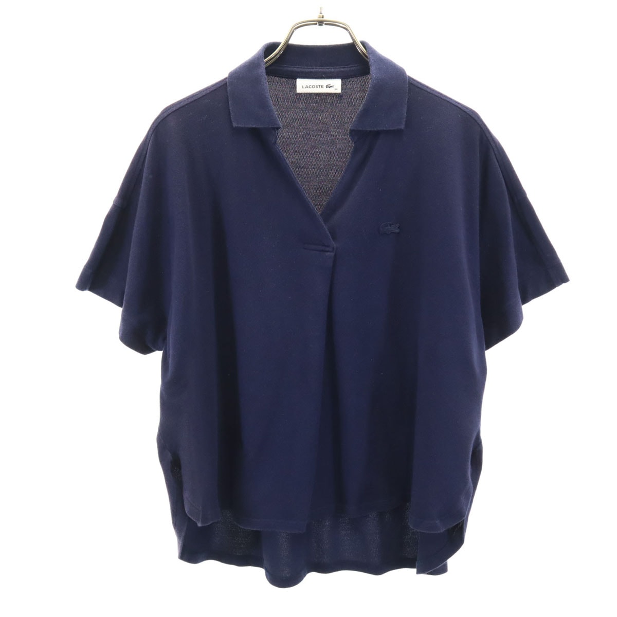 LACOSTE ラコステ 半袖 スキッパーカラー ポロシャツ 34 ネイビー