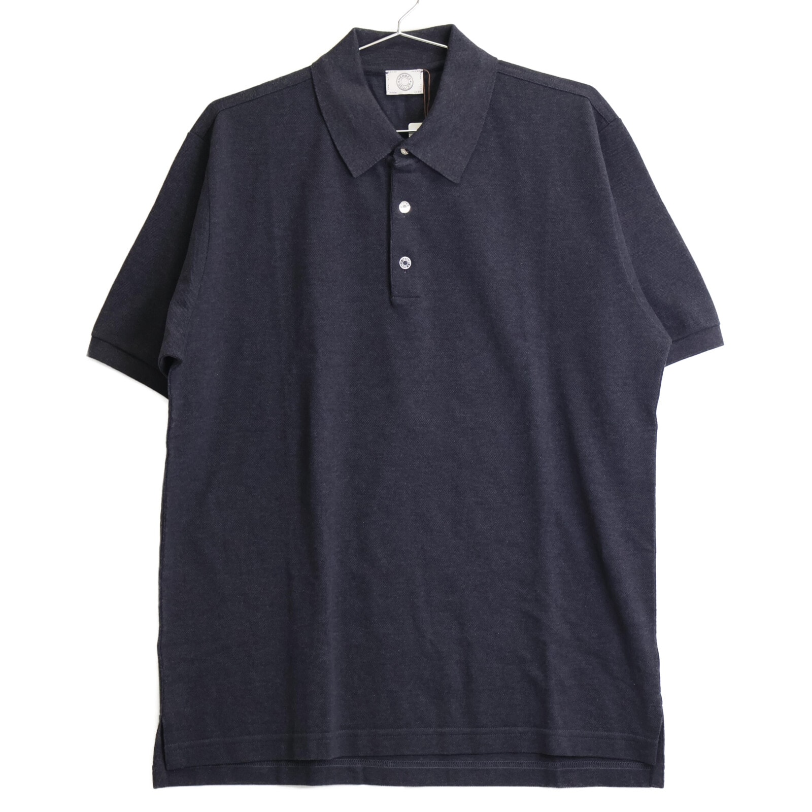 エルメス チャコールグレー コットン100 セリエボタン半袖ポロシャツ S