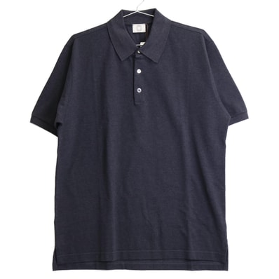 エルメス チャコールグレー コットン100 セリエボタン半袖ポロシャツ S