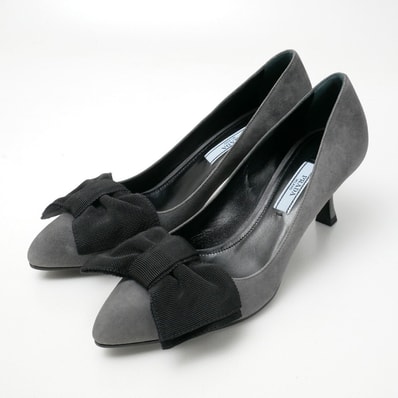 ■美品■PRADA プラダ パンプス スエード リボン ポインテッドトゥ ブランド古着【中古】20260918/RB0939