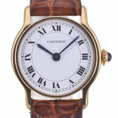 カルティエ CARTIER ヴィンテージ リヴィエラ SM K18YG/レザー 手巻き レディース 良品 Z#141283