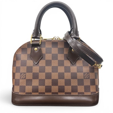 LOUIS VUITTON 極美品 ルイヴィトン アルマBB ダミエ エベヌ 2way ハンドバッグ ショルダーバッグ N41221 PVC レザー ブラウン クロスボディ ポシェット ミニバッグ LV ヴィトン Aランク 中古 鑑定済 ヴィトンバッグ