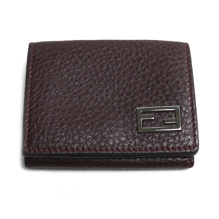 FENDI フェンディ FFロゴ コンパクトウォレット 三つ折り財布 ボルドー 7M0280 レディース【中古】【美品】