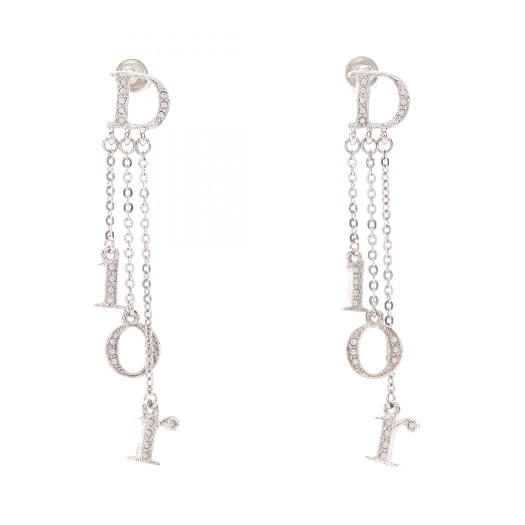 ディオール Dior ロゴ スウィング ピアス ジュエリー メタル / ラインストーン レディース シルバー系 / クリア系 【中古】