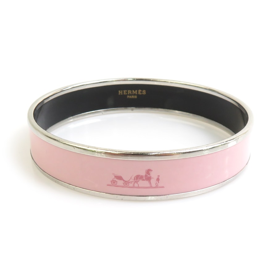 エルメス HERMES バングル ブレスレット エマイユ メタル/エナメル シルバー/ピンク レディース【中古】 e62318j