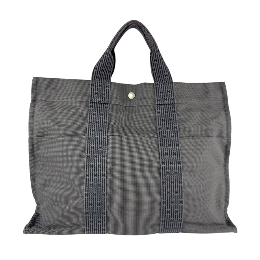 エルメス HERMES ハンドバッグ エールライン キャンバス ダークグレー シルバー ユニセックス【中古】 z7517