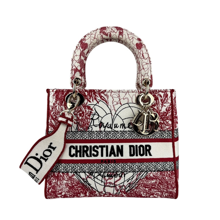 クリスチャンディオール Christian Dior ハンドバッグ ショルダーバッグ レディ D-LITE キャンバス レッド/ホワイト ゴールド レディース【中古】 z5390