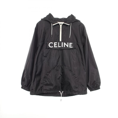 セリーヌ CELINE ロゴ フード付き アノラック 衣料品 アウター ナイロン メンズ ブラック系 2W531495M 【中古】