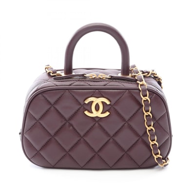 シャネル CHANEL マトラッセ ミニ ボーリング 2WAY ショルダーバッグ バッグ ラムスキン(羊革) レディース ブラウン系 AS5572 【中古】