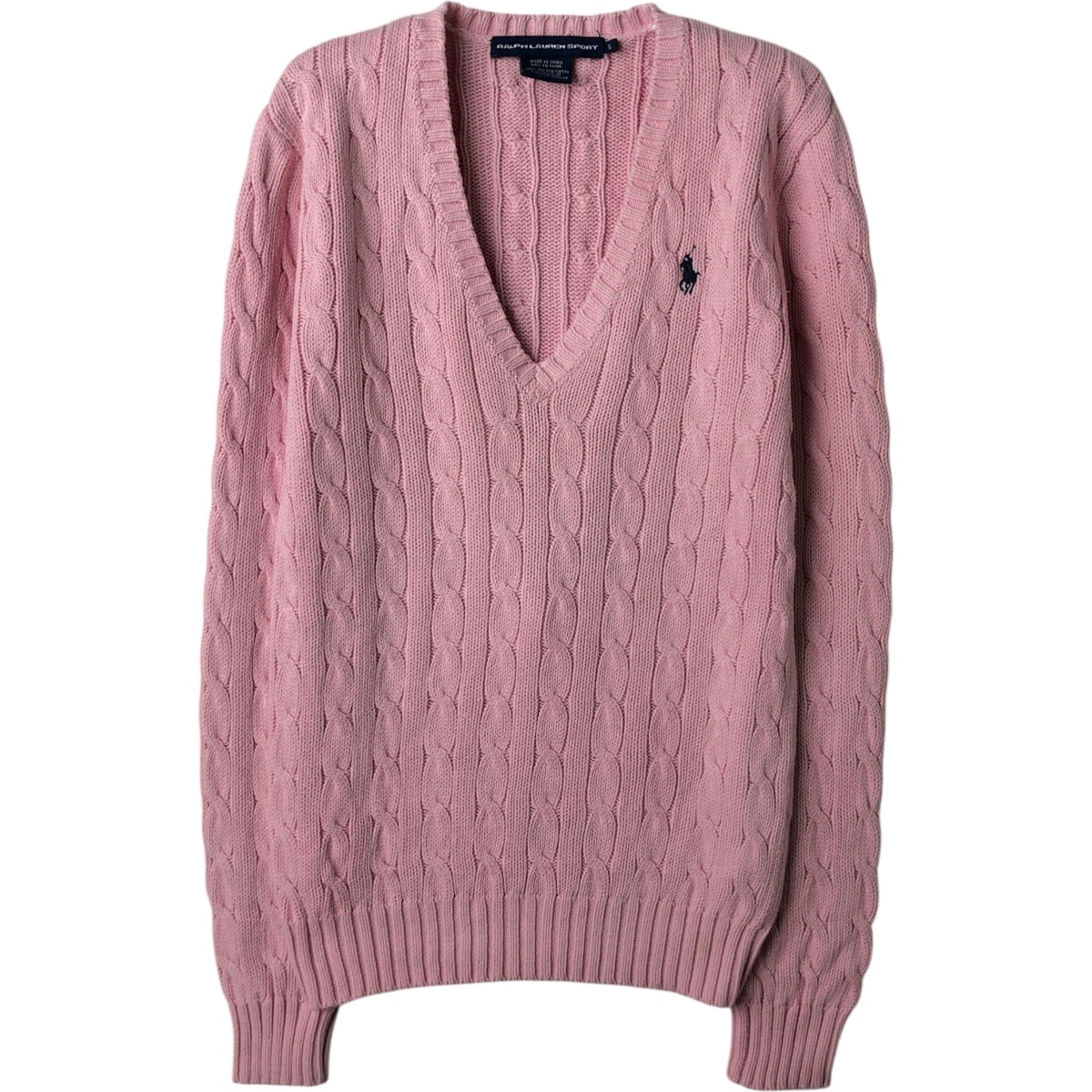 古着 ラルフローレン Ralph Lauren RALPH LAUREN SPORT ケーブル編み Vネック コットンニットセーター レディースS相当/eaa626291