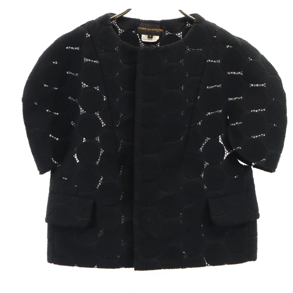 COMME des GARCONS コムデギャルソン 2008年 日本製 ドット柄 エンブロイダリーレース ジャケット S ブラック