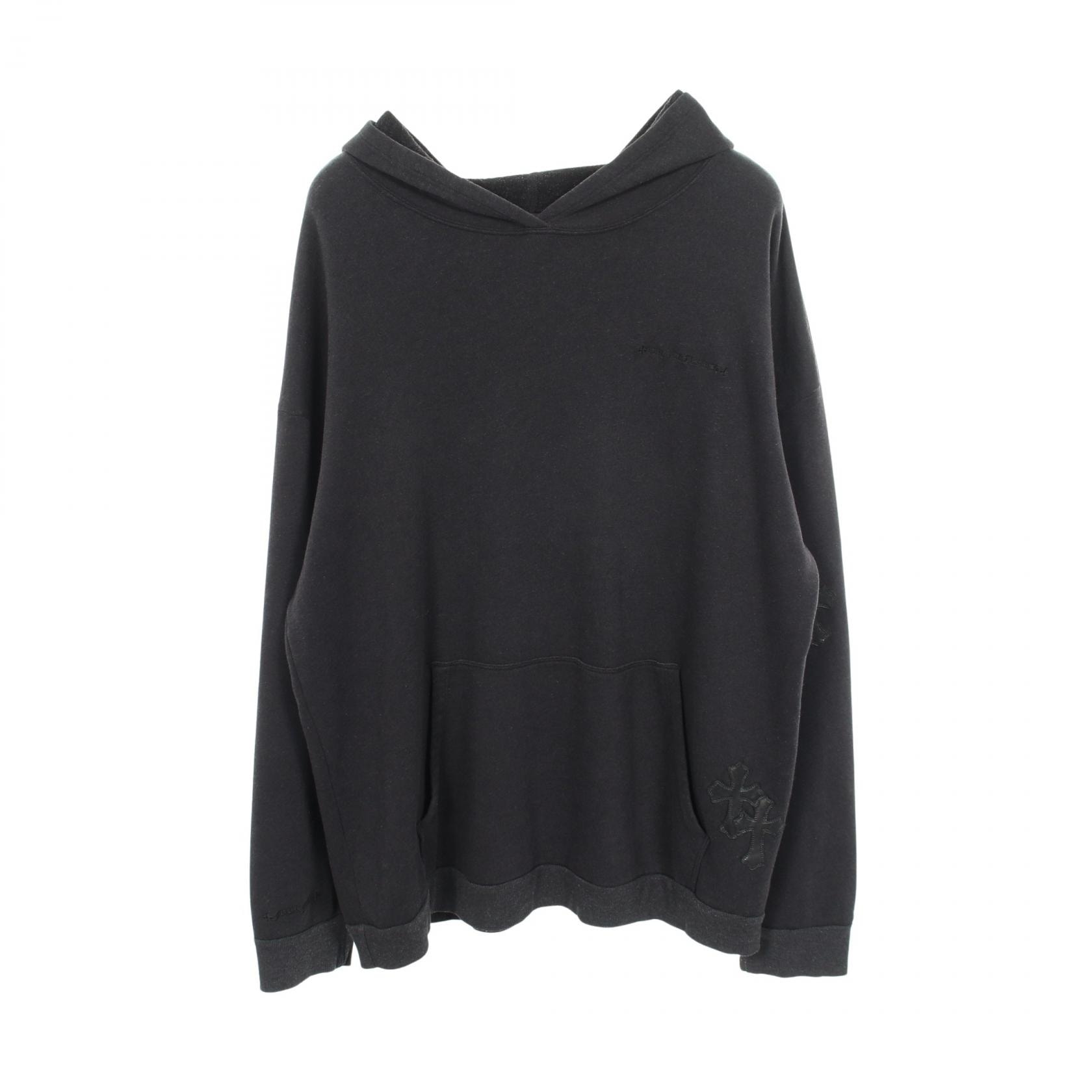Chrome Hearts Y Not Cemetery Cross Leather Patch Pullover Hoodie "Black"