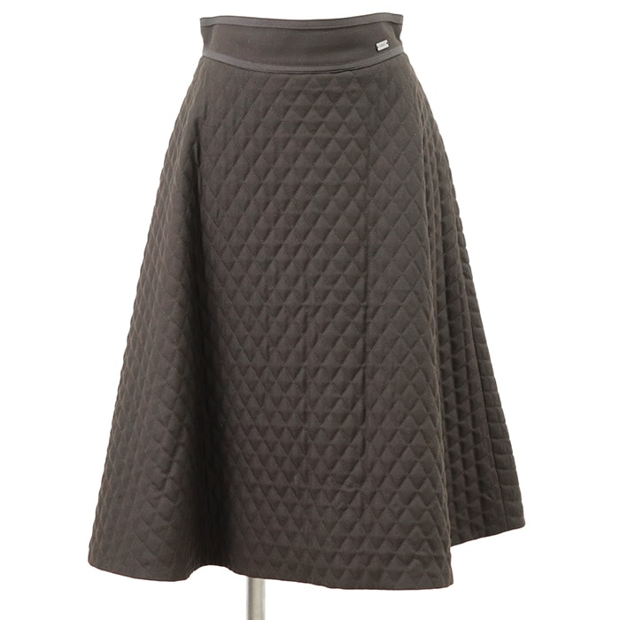 SALE【極美品】FOXEY フォクシー キルティングスカート サイズ 38 レディース ウール100% ボトムス ブラウン 茶色 日本製 41769