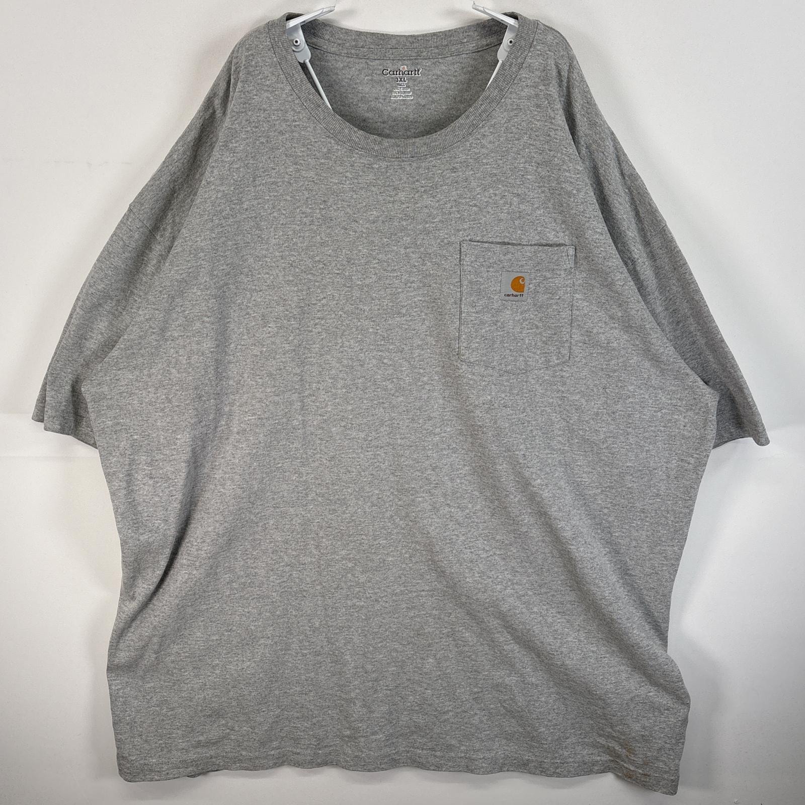 古着 カーハート Carhartt 半袖Tシャツ ワンポイント ロゴ 大きいサイズ 胸ポケ 3XL TALL  グレー 無地 メンズ