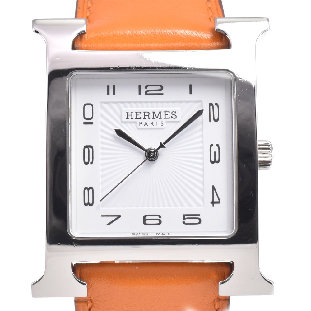 エルメス HERMES HH1.810 Hウオッチ ホワイト クォーツ メンズ 美品 箱・保証書付き 腕時計 I#147856