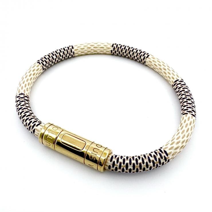 ルイ・ヴィトン LOUIS VUITTON ブレスレット ダミエ アズール M6607E ブラスレ・キープイット【鑑定済み】正規品