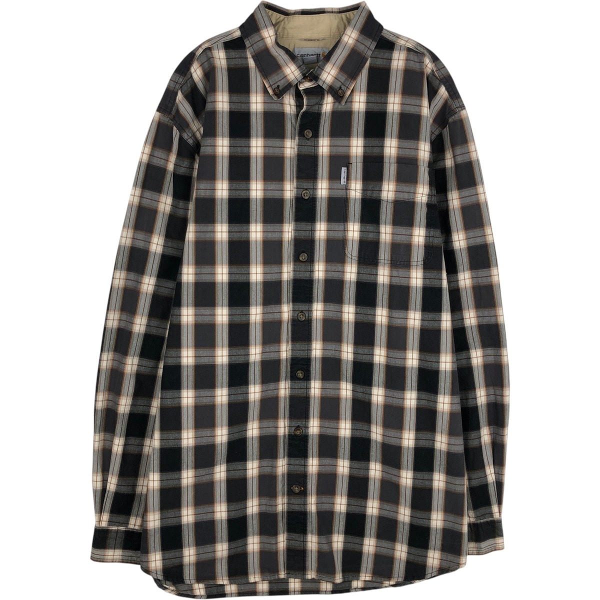 古着 カーハート Carhartt RELAXED FIT チェック柄 長袖 ボタンダウン ワークシャツ メンズXL相当/eaa643482