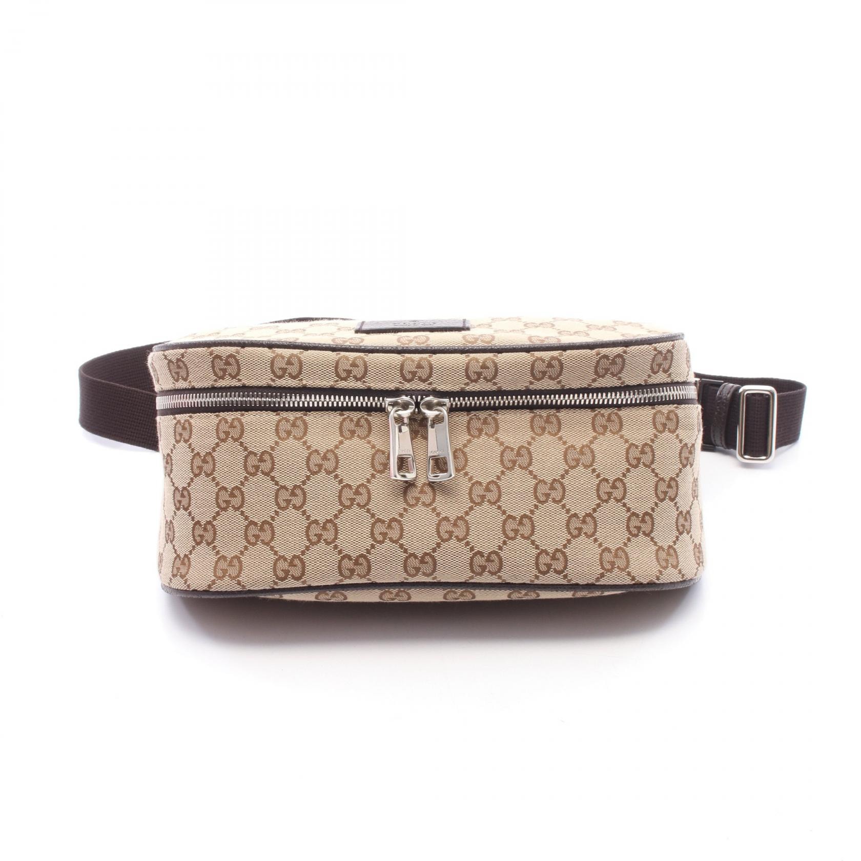 C (やや傷や汚れあり)】グッチ GUCCI GGキャンバス ウエストバッグ