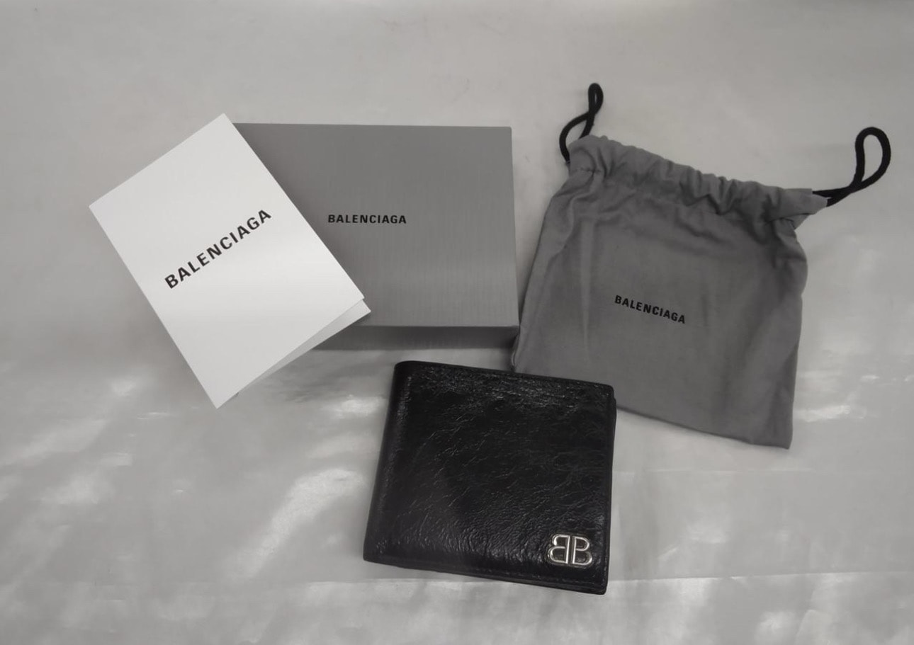 BALENCIAGA Monaco Square Folded Coin Wallet "Black"