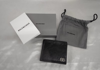 BALENCIAGA Monaco Square Folded Coin Wallet "Black"
