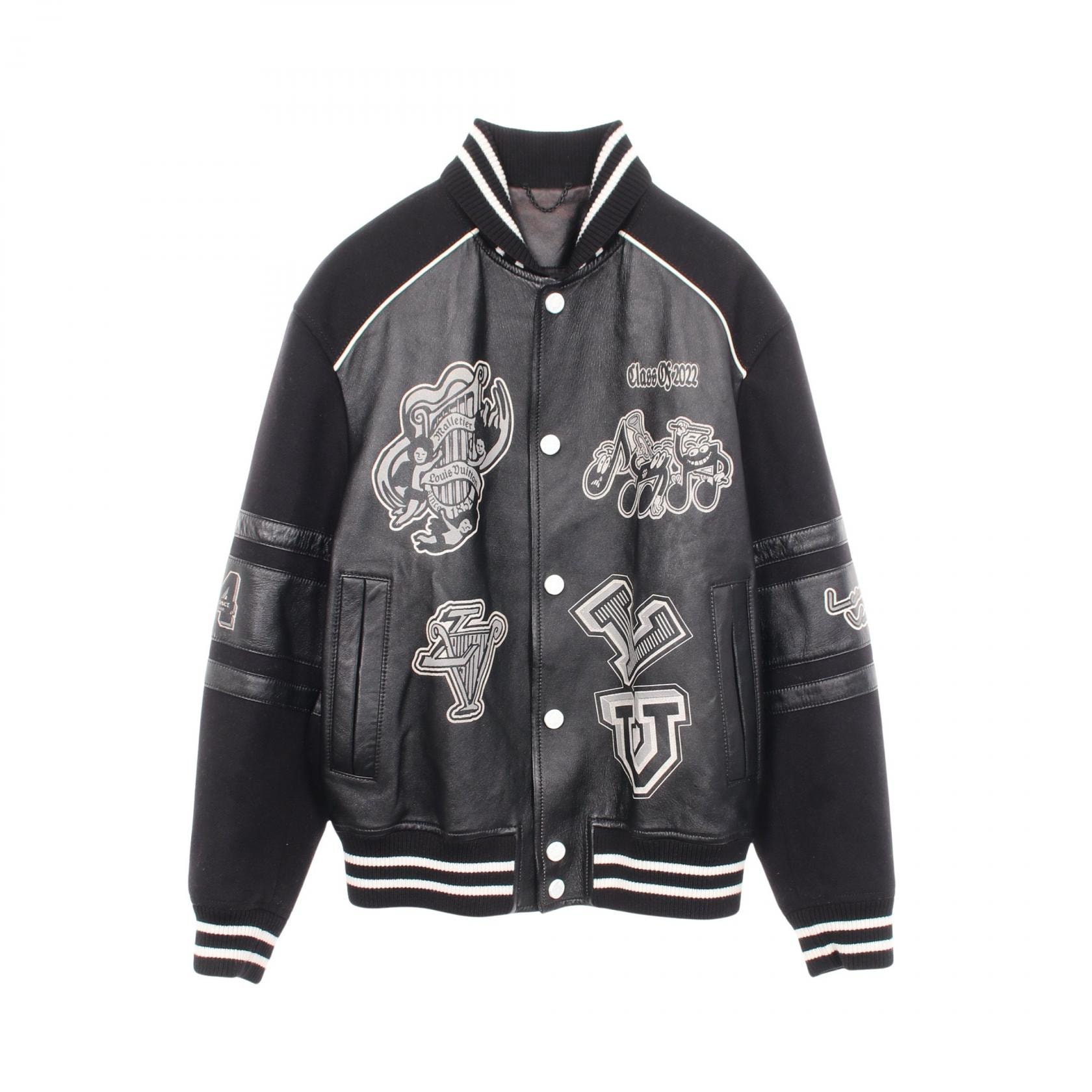 ルイ・ヴィトン LOUIS VUITTON ロゴ バーシティブルゾン ブルゾン 衣料品 アウター レザー ウール メンズ ブラック系 RM231M U35 HOL07E 【中古】