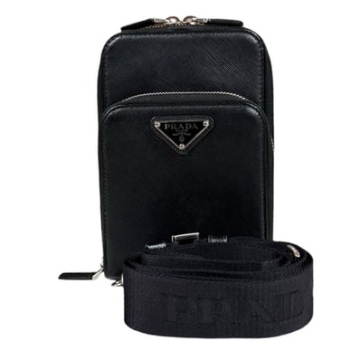 プラダ サフィアーノ ショルダーバッグ レザー 2ZH126 ブラック ユニセックス PRADA 中古