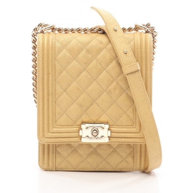 シャネル CHANEL ボーイシャネル ノースサウス ショルダーバッグ バッグ キャビアスキン(グレインドカーフ) レディース ゴールド系 【中古】