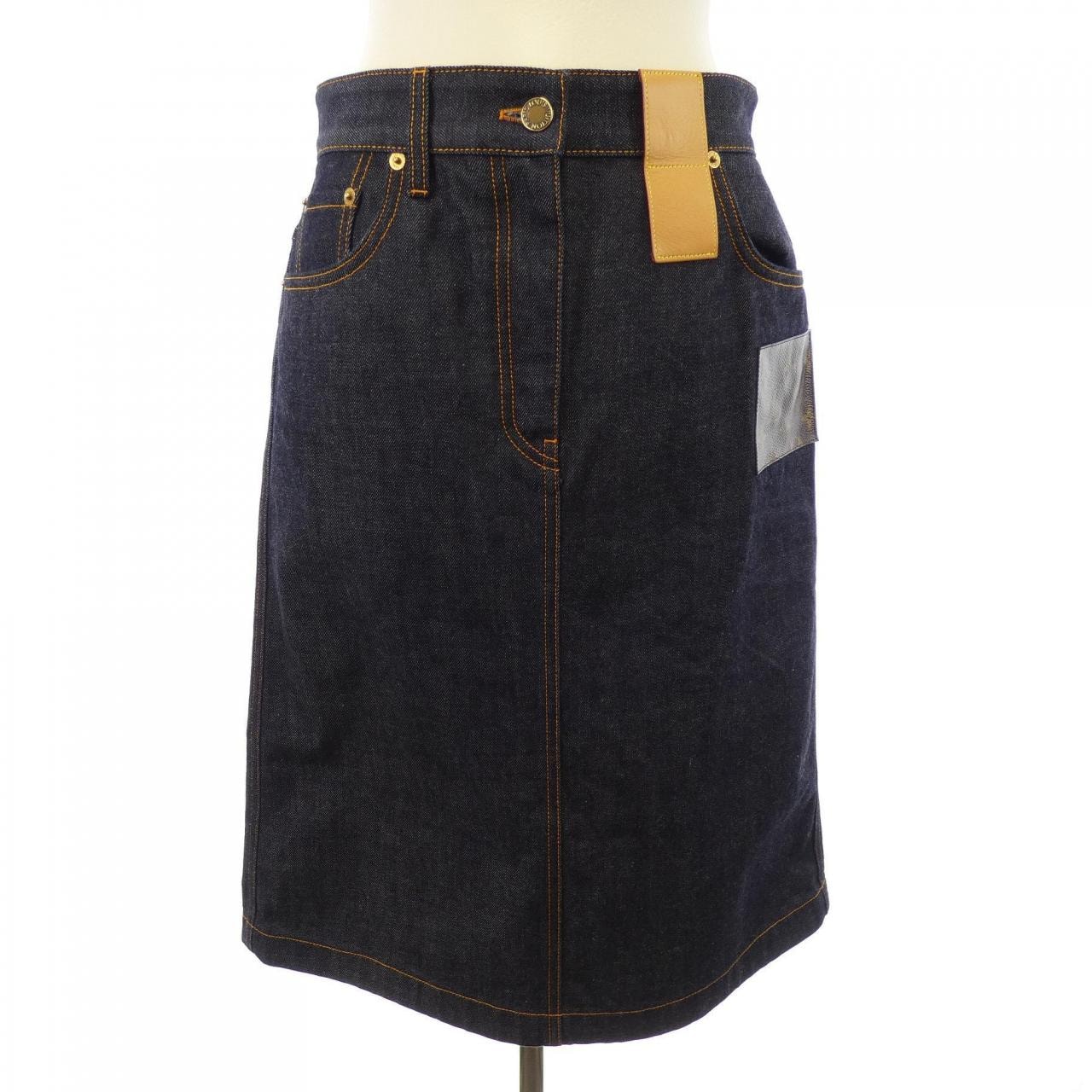 ルイヴィトン LOUIS VUITTON インディゴブルーデニムモノグラムパッチスカート FPSK08GM1 スカート