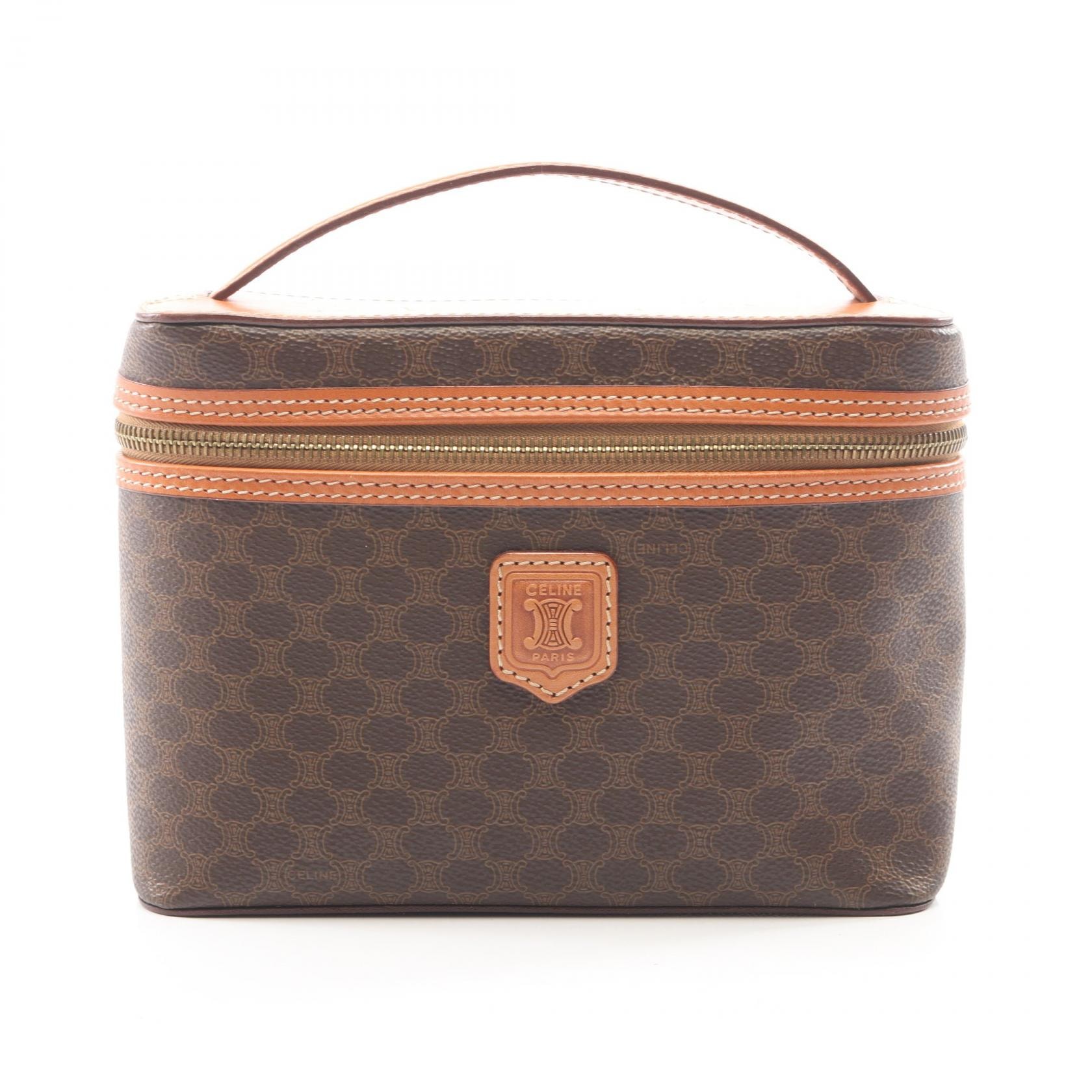 セリーヌ CELINE マカダム ハンドバッグ バッグ PVCコーティングキャンバス レザー レディース ブラウン系 【中古】