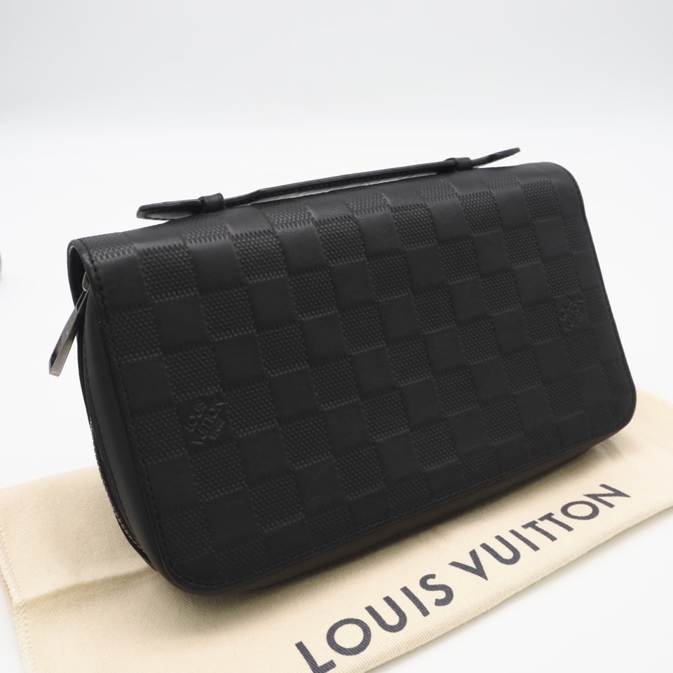 美品 LOUIS VUITTON ルイ・ヴィトン ダミエ アンフィニ ジッピーXL オニキス N61254 長財布 ブラック カーフレザー メンズ