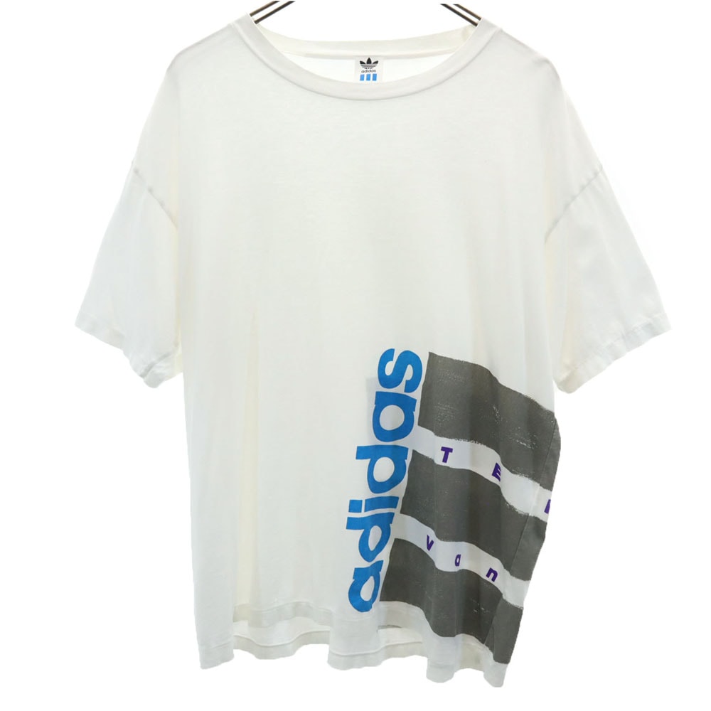 adidas アディダス 80s デサント 日本製 ヴィンテージ 半袖 Tシャツ L-O ホワイト