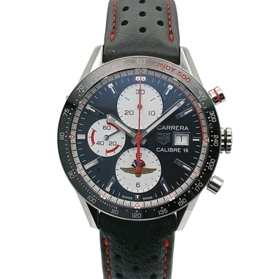 TAG HEUER タグホイヤー カレラ キャリバー 16 腕時計 CV201AS ステンレススチール レザー ブラック ネイビー メンズ【中古】