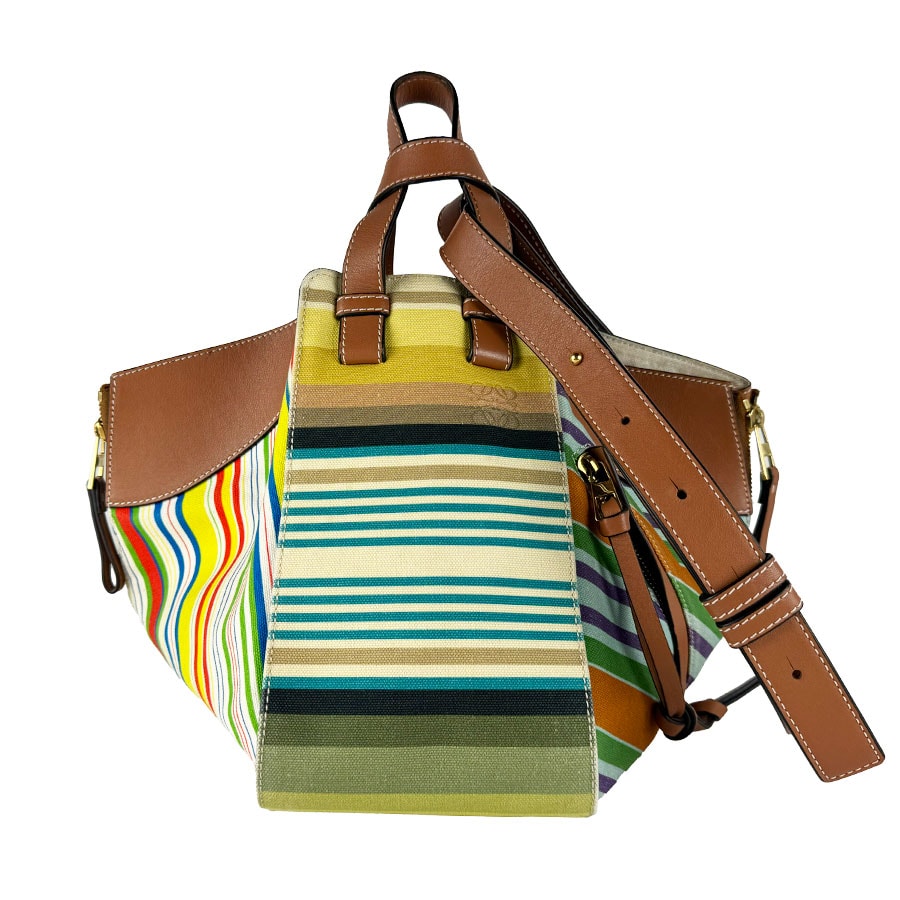 ロエベ LOEWE ショルダーバッグ ハンモック キャンバス/レザー ブラウン/マルチカラー レディース【中古】 z10845
