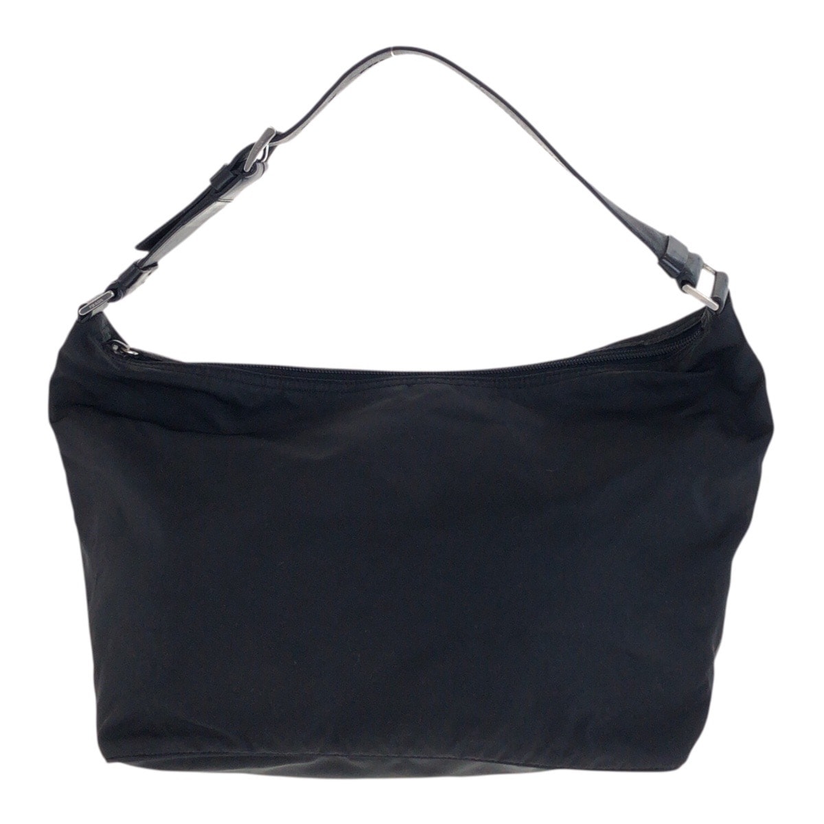美品 PRADA プラダ テスート 三角ロゴプレート ブラック 黒 シルバー金具 ナイロン レザー/ ショルダーバッグ 506809 【中古】